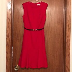 Calvin Klein size 2 Belted Red Dress